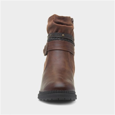 Nebraska Womens Cognac Zip Up Boot
