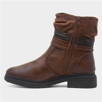Nebraska Womens Cognac Zip Up Boot