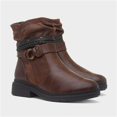 Nebraska Womens Cognac Zip Up Boot