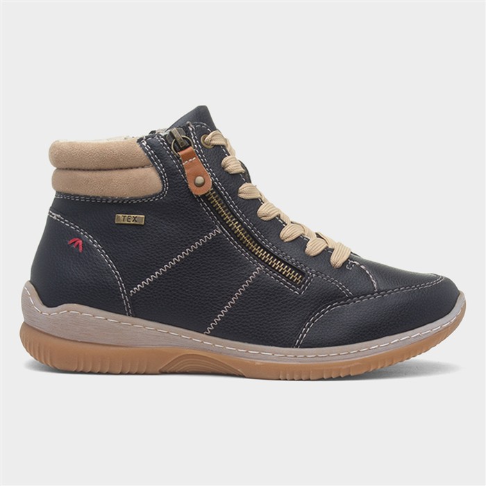 Washington Womens Navy Zip Wide Fit Boot