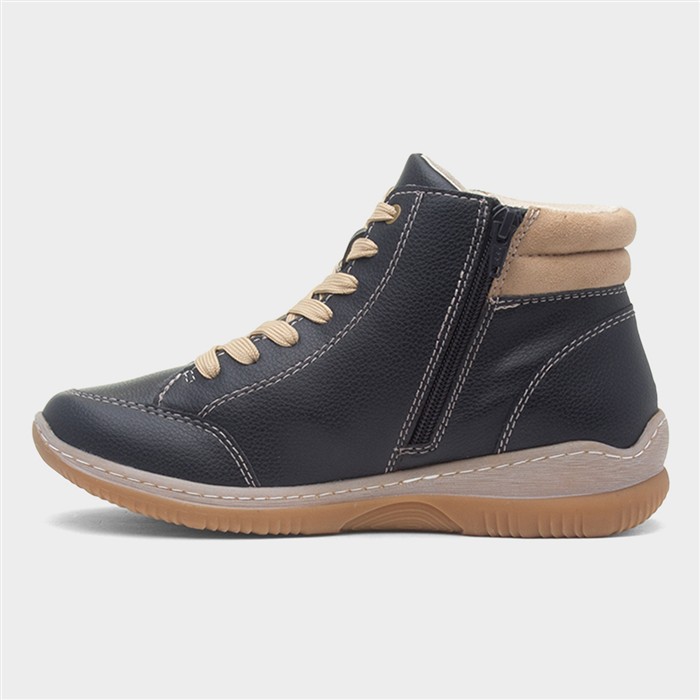 Washington Womens Navy Zip Wide Fit Boot