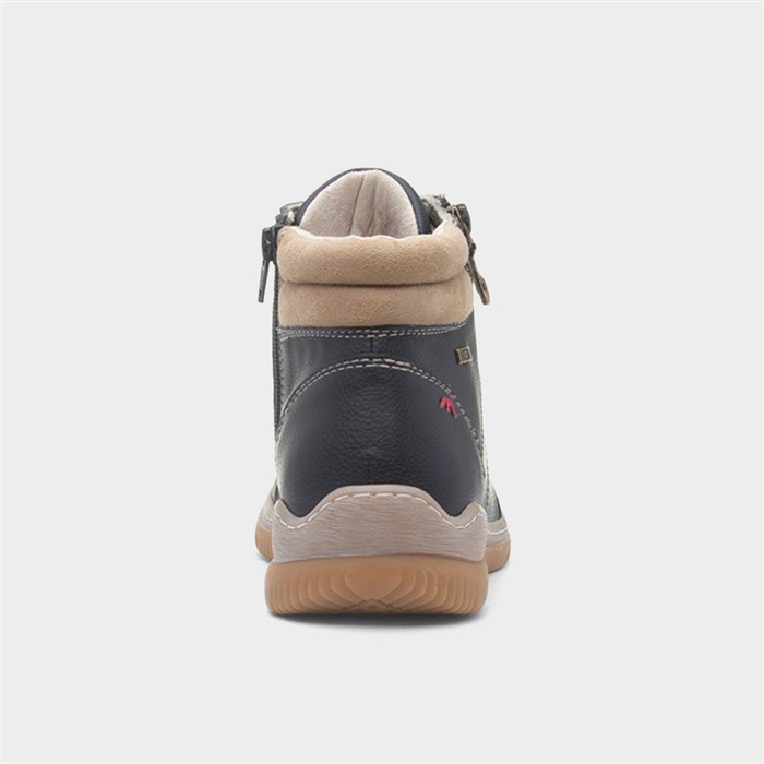 Washington Womens Navy Zip Wide Fit Boot
