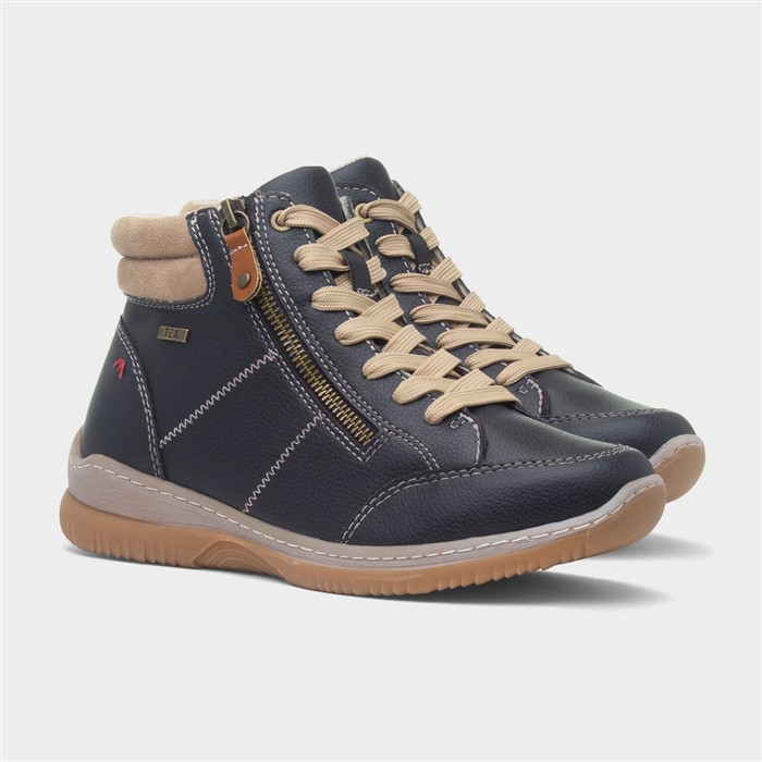 Washington Womens Navy Zip Wide Fit Boot