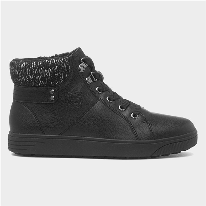 Utah Womens Black Lace Up Wide Fit Boot