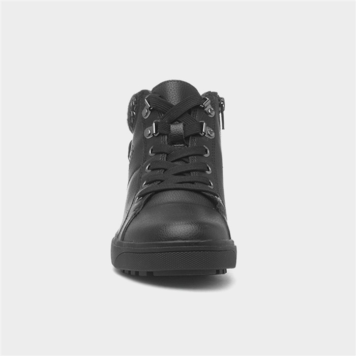Utah Womens Black Lace Up Wide Fit Boot
