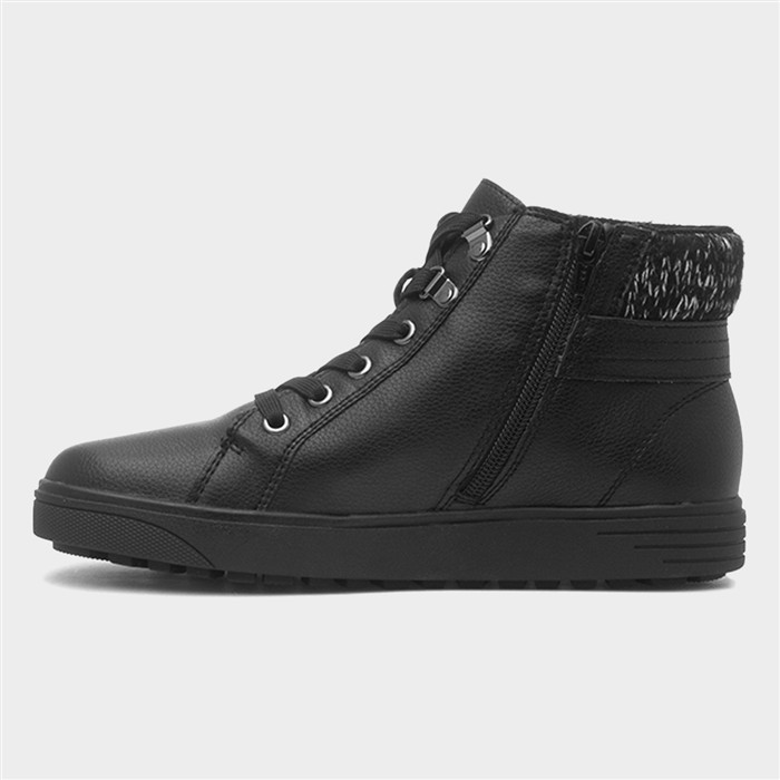 Utah Womens Black Lace Up Wide Fit Boot