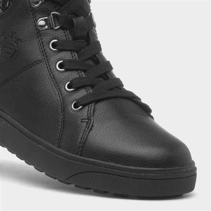 Utah Womens Black Lace Up Wide Fit Boot