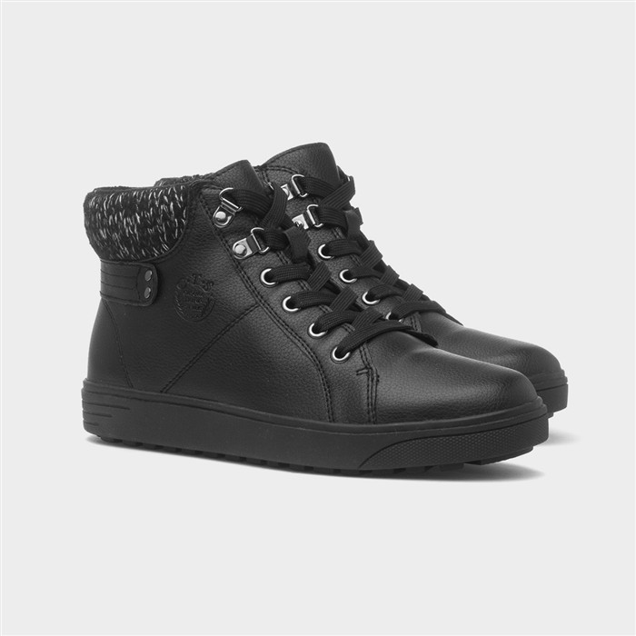 Utah Womens Black Lace Up Wide Fit Boot