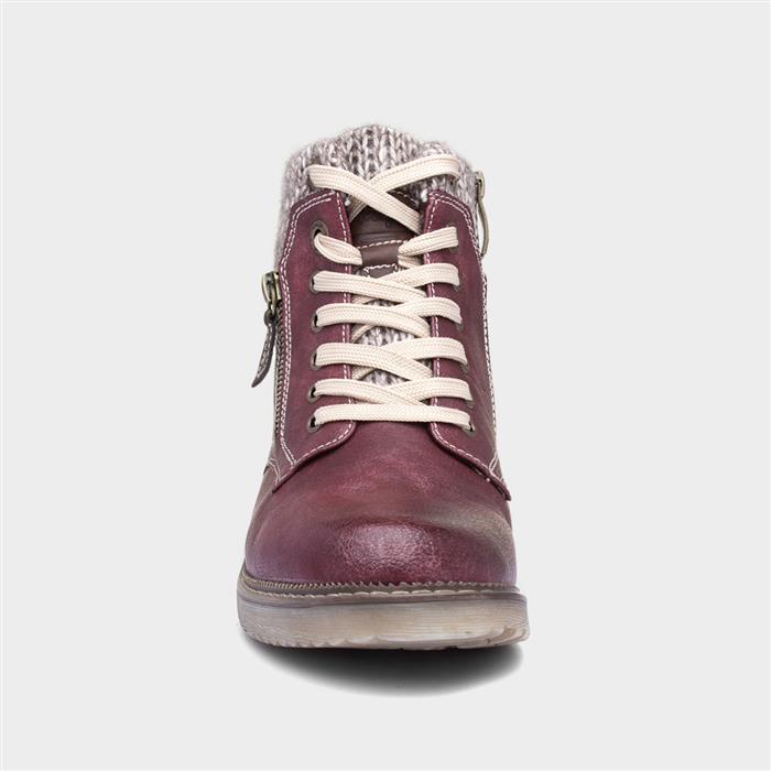 Diane Womens Red Lace Up Ankle Boot