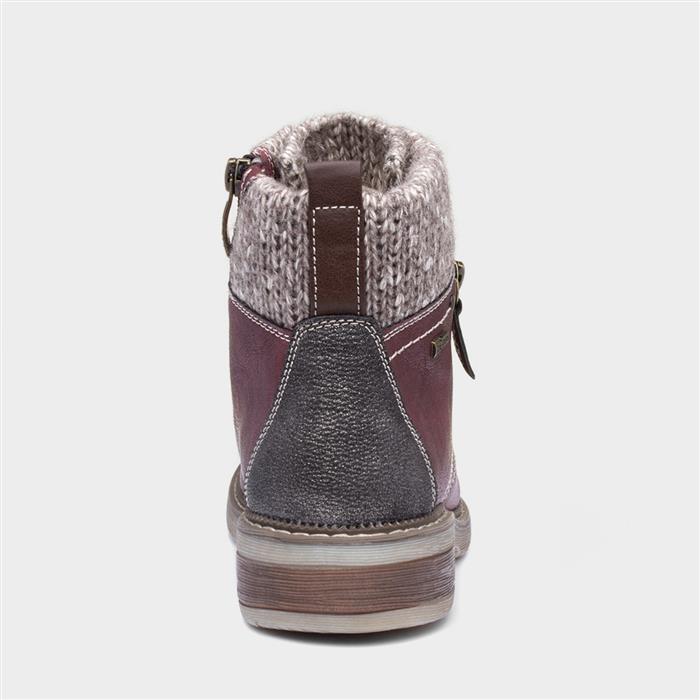 Diane Womens Red Lace Up Ankle Boot