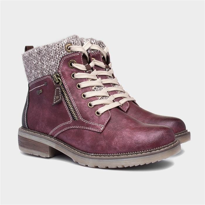 Diane Womens Red Lace Up Ankle Boot