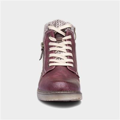 Diane Womens Red Lace Up Ankle Boot