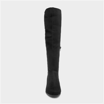 Maci Womens Black Knee High Tassel Boots