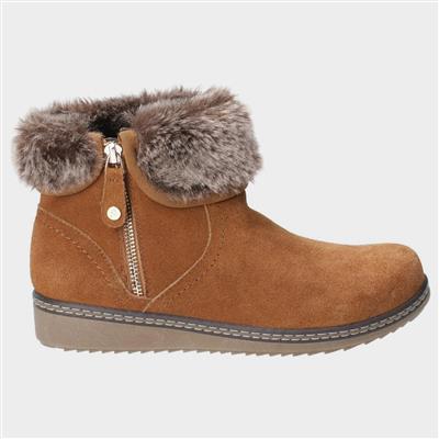 Womens Penny Zip Ankle Boot in Tan