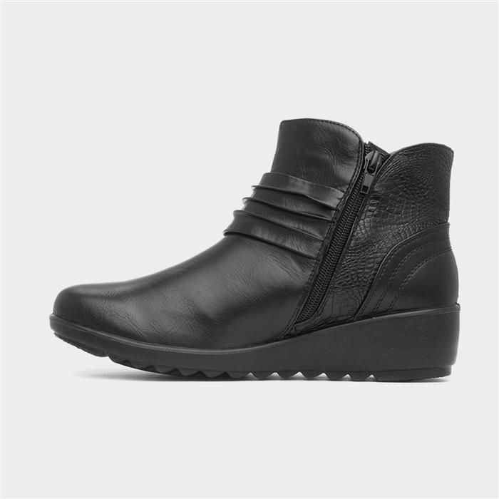 Lima Womens Black Wedge Ankle Boot