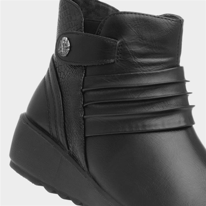 Lima Womens Black Wedge Ankle Boot