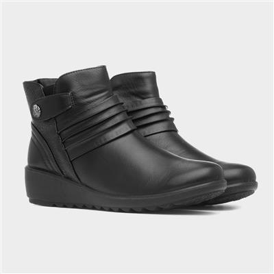 Lima Womens Black Wedge Ankle Boot