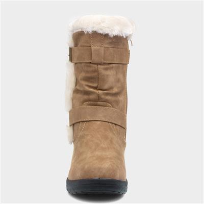 Womens Tan Faux Fur Calf Boot
