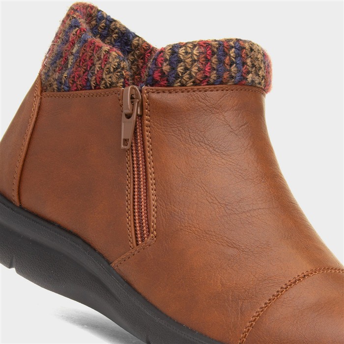 Grace Womens Tan Zip Up Ankle Boot