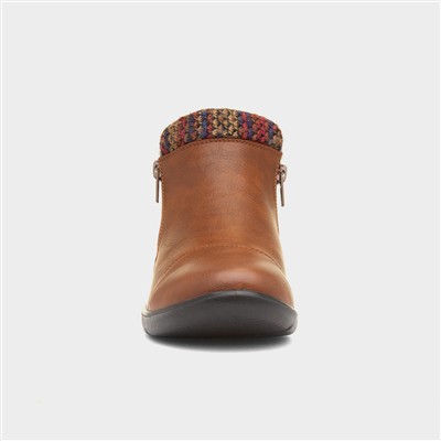 Grace Womens Tan Zip Up Ankle Boot