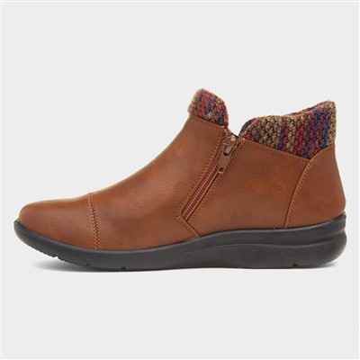 Grace Womens Tan Zip Up Ankle Boot