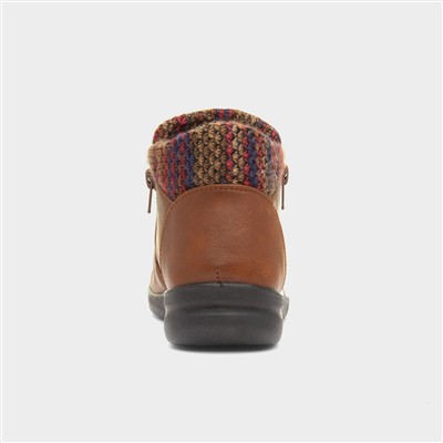 Grace Womens Tan Zip Up Ankle Boot