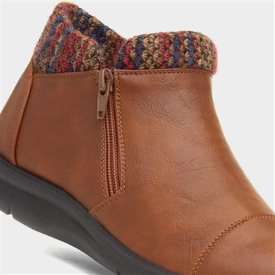 Grace Womens Tan Zip Up Ankle Boot