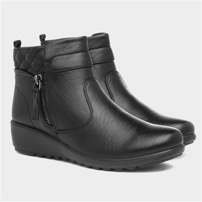 Cushion Walk Klara Womens Black Ankle Boot-184059 | Shoe Zone