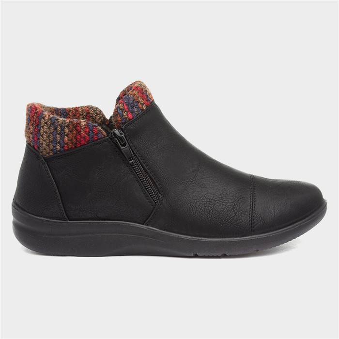 Grace Womens Black Zip Up Ankle Boot