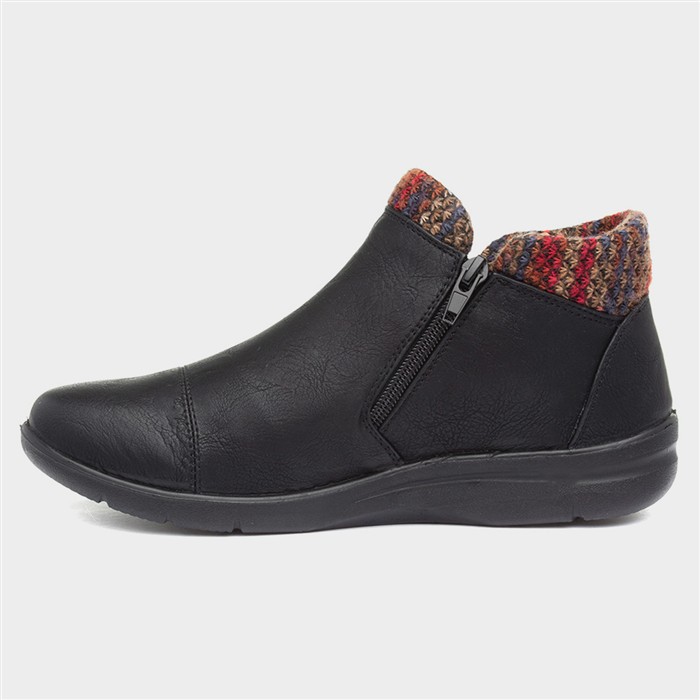 Grace Womens Black Zip Up Ankle Boot