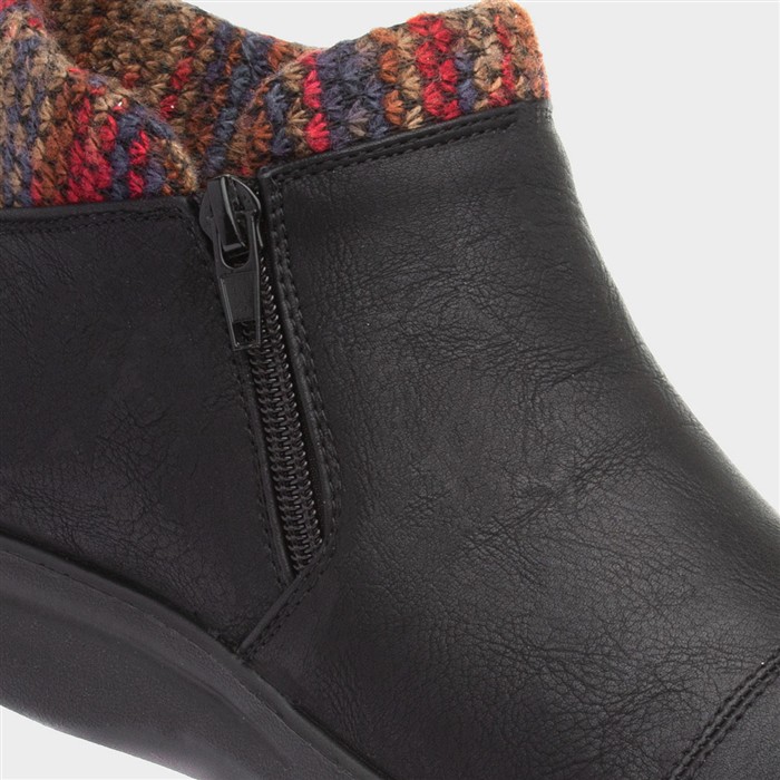 Grace Womens Black Zip Up Ankle Boot