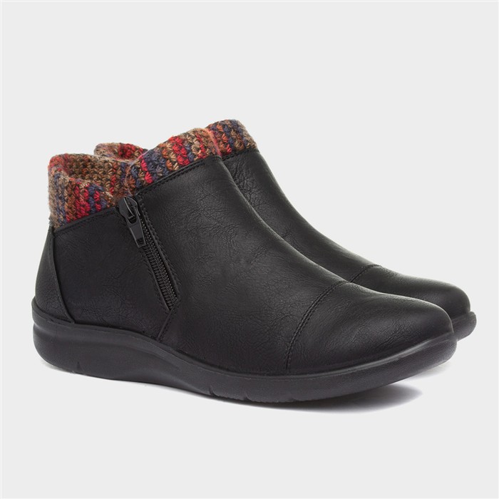 Grace Womens Black Zip Up Ankle Boot