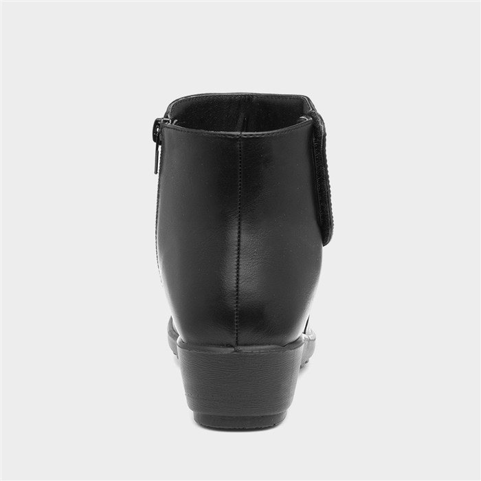 Stud Womens Black Wedge Ankle Boot