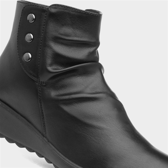 Stud Womens Black Wedge Ankle Boot