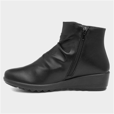 Stud Womens Black Wedge Ankle Boot