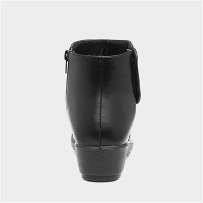 Stud Womens Black Wedge Ankle Boot