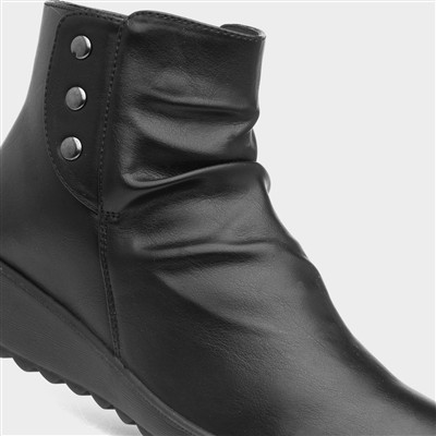 Stud Womens Black Wedge Ankle Boot