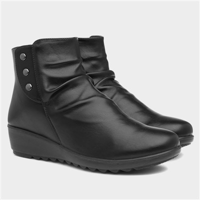 Stud Womens Black Wedge Ankle Boot