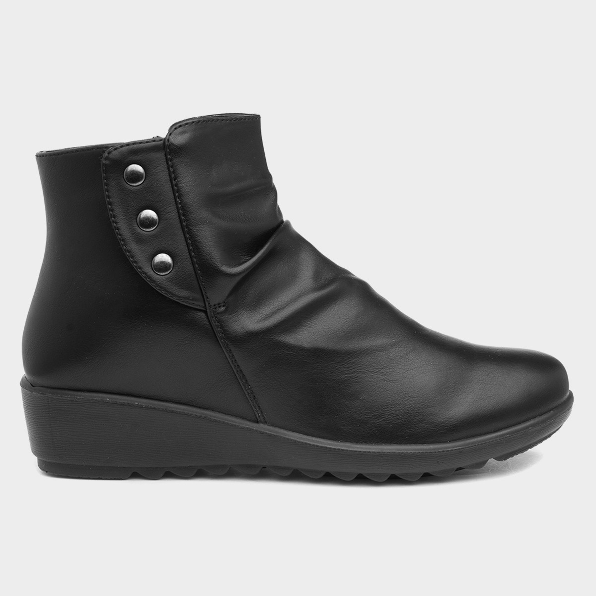 Stud Womens Black Wedge Ankle Boot