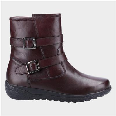 Zambia Womens Buckle Boot in Red
