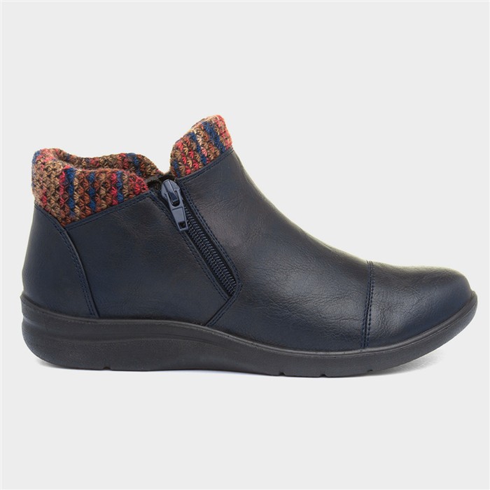 Grace Womens Navy Zip Up Ankle Boot