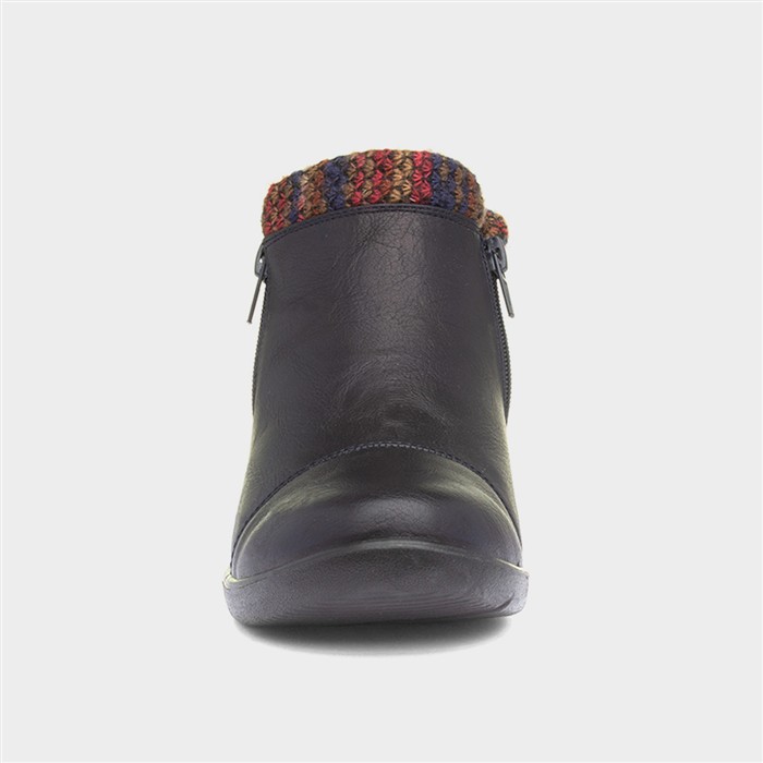 Grace Womens Navy Zip Up Ankle Boot