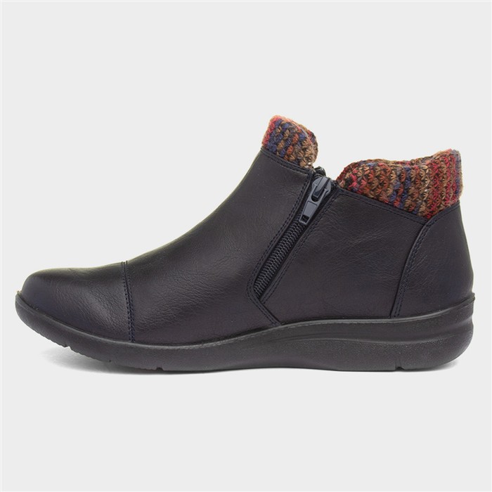 Grace Womens Navy Zip Up Ankle Boot