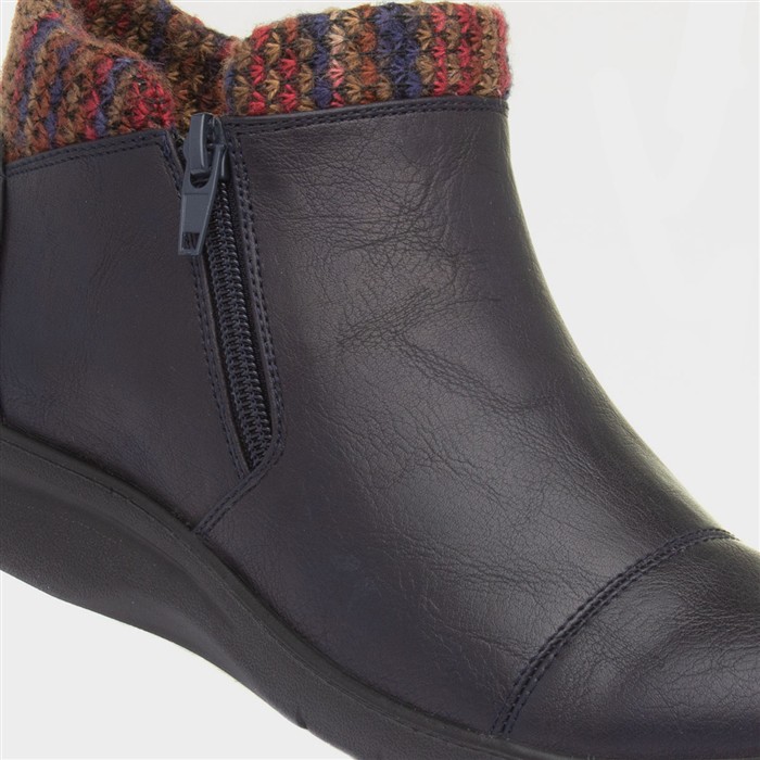 Grace Womens Navy Zip Up Ankle Boot