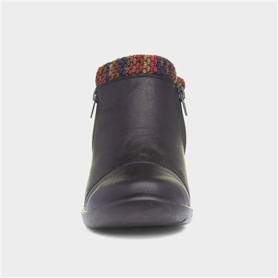 Grace Womens Navy Zip Up Ankle Boot