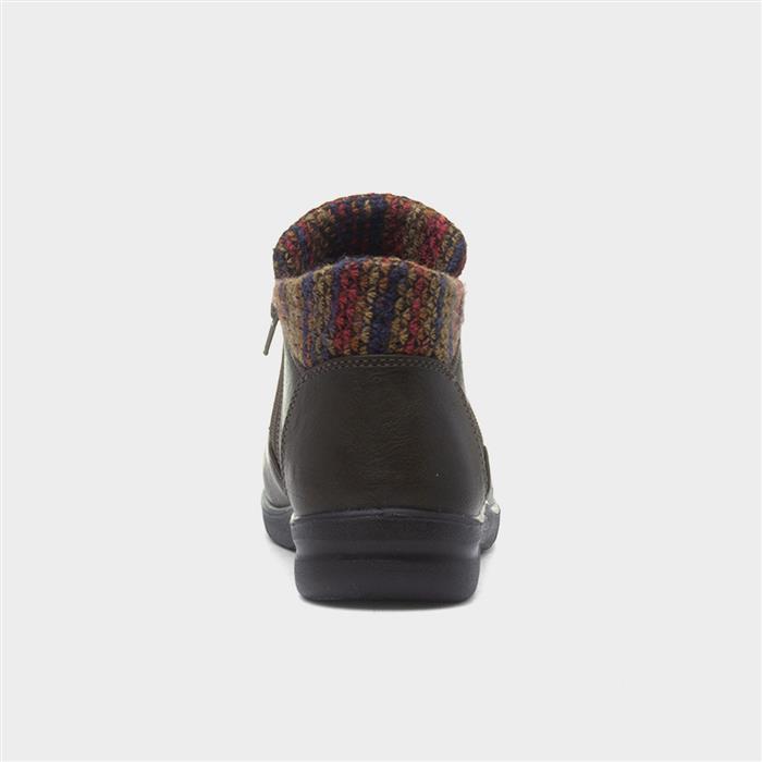 Grace Womens Khaki Zip Up Ankle Boot