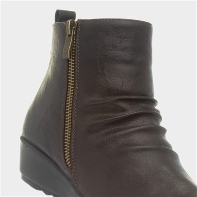 Pearl Womens Brown Wedge Ankle Boot