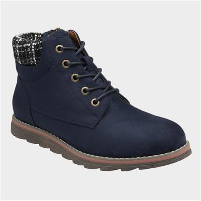 Cedar Womens Navy Lace Up Low Ankle Boot