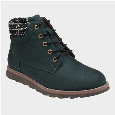 Cedar Womens Green Lace Up Low Ankle Boot