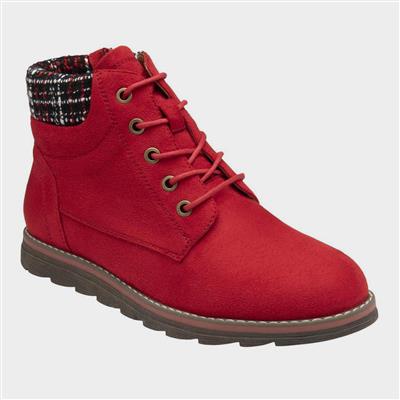 Cedar Womens Red Lace Up Low Ankle Boot